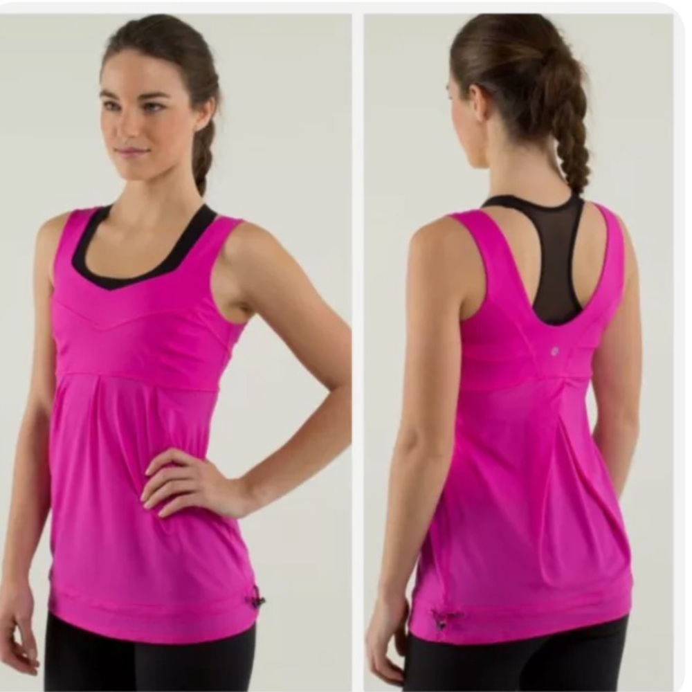 lululemon athletica Hot Pink Tank with Black Mesh Back